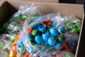 Box containing cascarones.